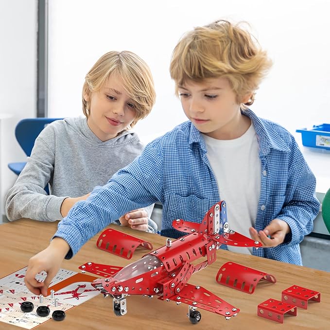 Lucky Doug STEM Building Projects Model Airplane Set - Building Toys for Kids Ages 8-12, Assembly Science Kit for Boys 7 8 9 10 11 Years Old