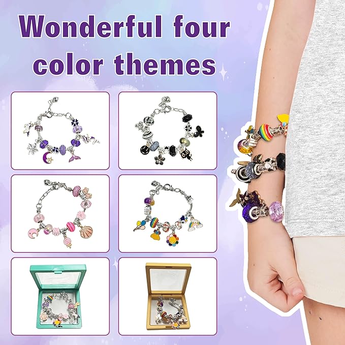 OMTOFUEN Charm Jewelry Making Kit, Create Your Own Bracelets, Necklaces, Earrings,Crafts Gifts Set for Arts and Crafts,5-12girls
