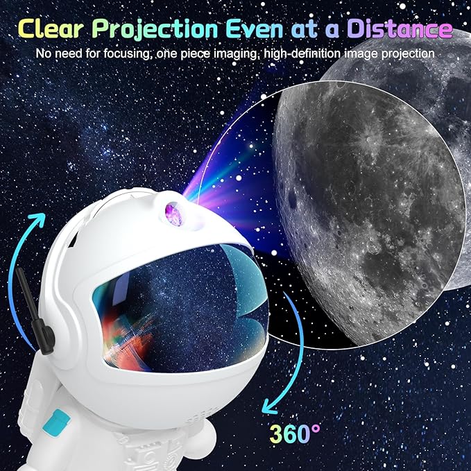 Space Galaxy Night Light Projector, Ultra-HD Astronaut Design, 12 Film Discs, LED Display with Adjustable Brightness