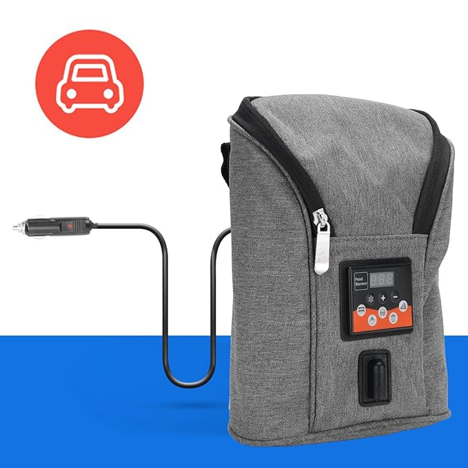 Portable Car Baby Bottle Warmer with Adjustable Temperature Control, Rapid Heating, Bottle Storage Bag, for DC12V Vehicles, Multi Purpose Baby Bottle Warmer Bag, 3.8L Capacity,