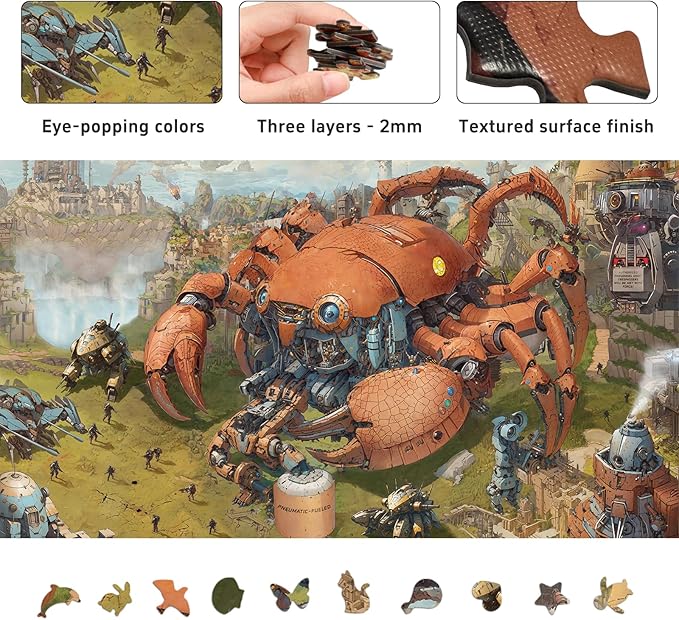Jigsaw Puzzles for Adults 1000 Pieces: Steampunk Art Puzzle, Brain Challenging Unique Shaped Puzzle for Game Night, Family, Friends, Size 26.6 x 19.2