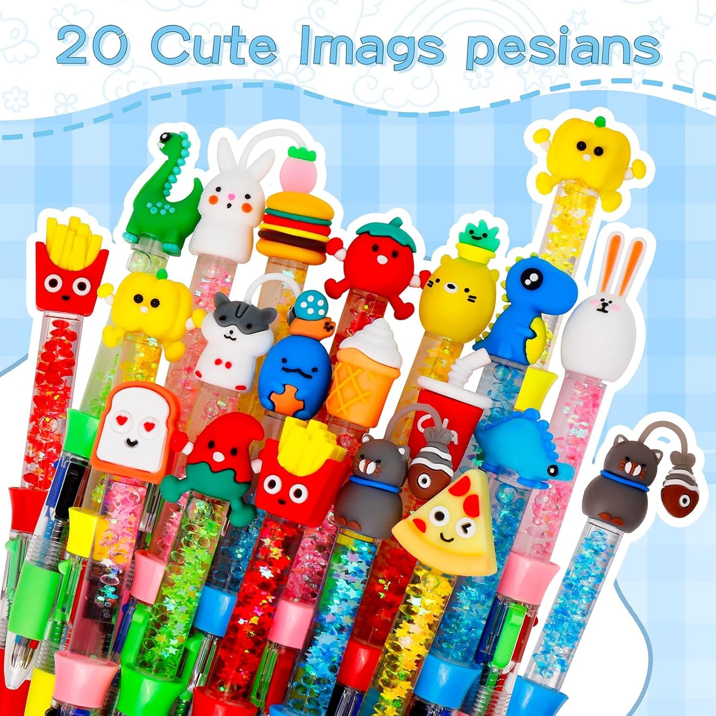 20Pcs Multicolor Pens in One 4-in-1 Cute Pens Bulk for Kids, Ballpoint Pen for Birthdays and Children's Parties, Fun Gifts Assorted Ink Kawaii Pen