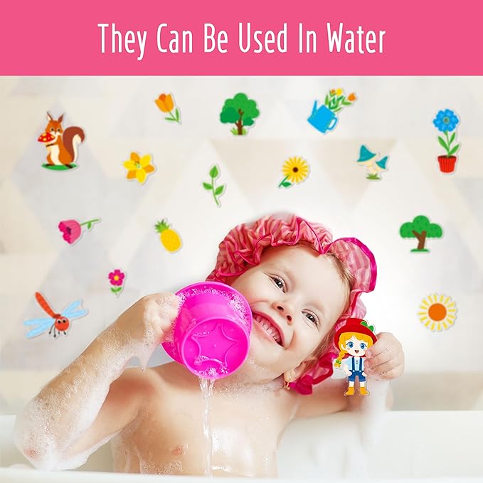 42PCS Summer-Theme Jelly Stickers, Butterfly Flower Farm Thick Window Door Clings Removable Reusable Gel Decals for Kids Toddlers Adults Home Classroom Decoration Party Supplies (Not Edible)