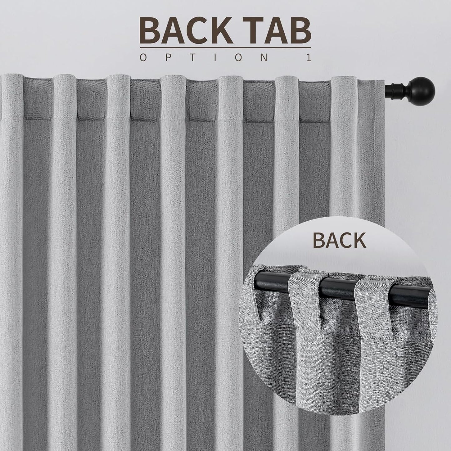 Joydeco Faux Linen Blackout Curtains for Bedroom,Light Grey Blackout Curtains 84 inches Long,100% Blackout Solid Thermal Insulated Window Drapes Luxury Decor for Living Room（W52xL84 Inch,Light Grey）