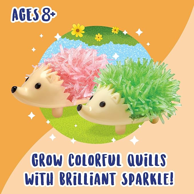 MindWare Crystal Growing Kits: Hedgehogs Bright Colors Set of 2 – Cute DIY Crystal Growing Kits for Kids & Teens – Funky mini Science Experiment in an 9pc kit – Crystals Grow in 24 Hours