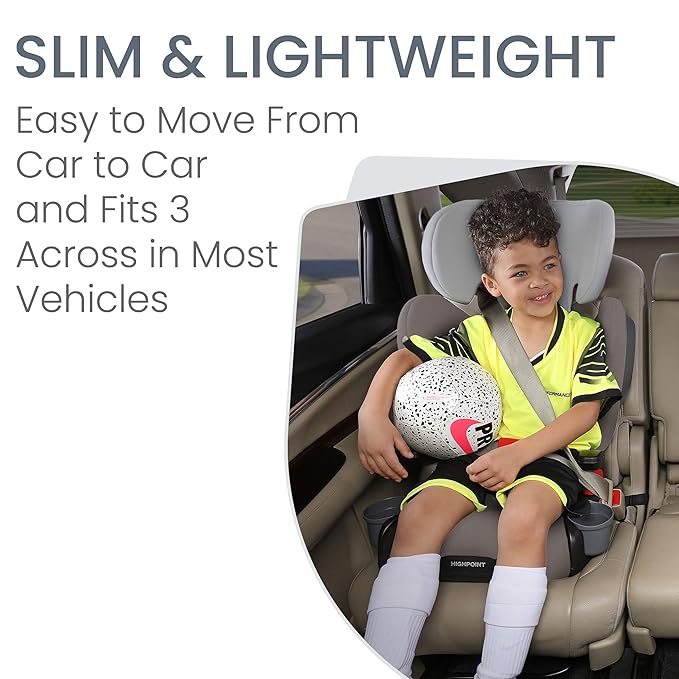 Britax Highpoint Backless Belt-Positioning Booster Seat, SafeWash Gray Ombre