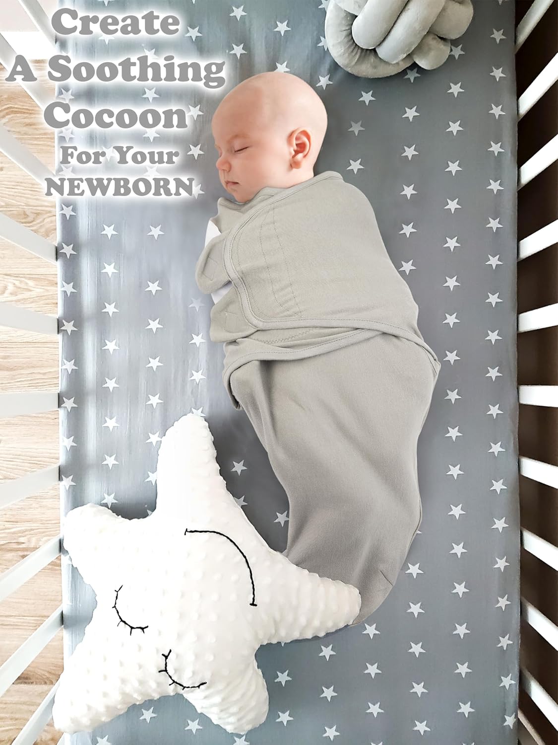 Bublo Baby Swaddles for Newborns – 3-Pack Infant Swaddles 0-3 Months – Adjustable Swaddle Sleep Sack – Soft Organic Cotton Baby Wrap for Safe & Cozy Sleep (Solid Grey)