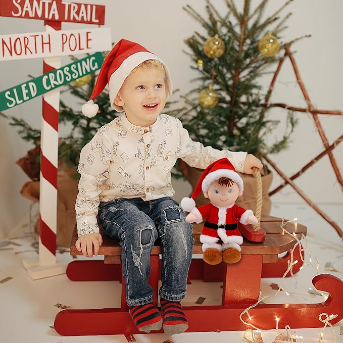 June Garden 14" Soft Dolly Santa - Stuffed Soft Baby Boy Doll for Birth and Up - Christmas Special Edition