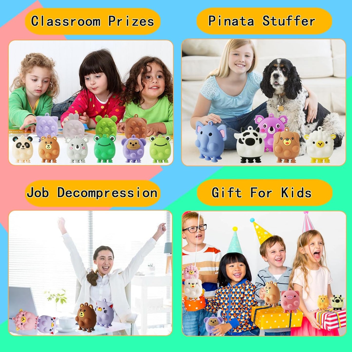 24 Pack Animal Pop Party Favors for Kids,3D Pop Animals Fidget Toys,Birthday Party Favors,Goodie Bag Stuffers,Bath Suction Toys,Treasure Box Toys,Kids Prizes