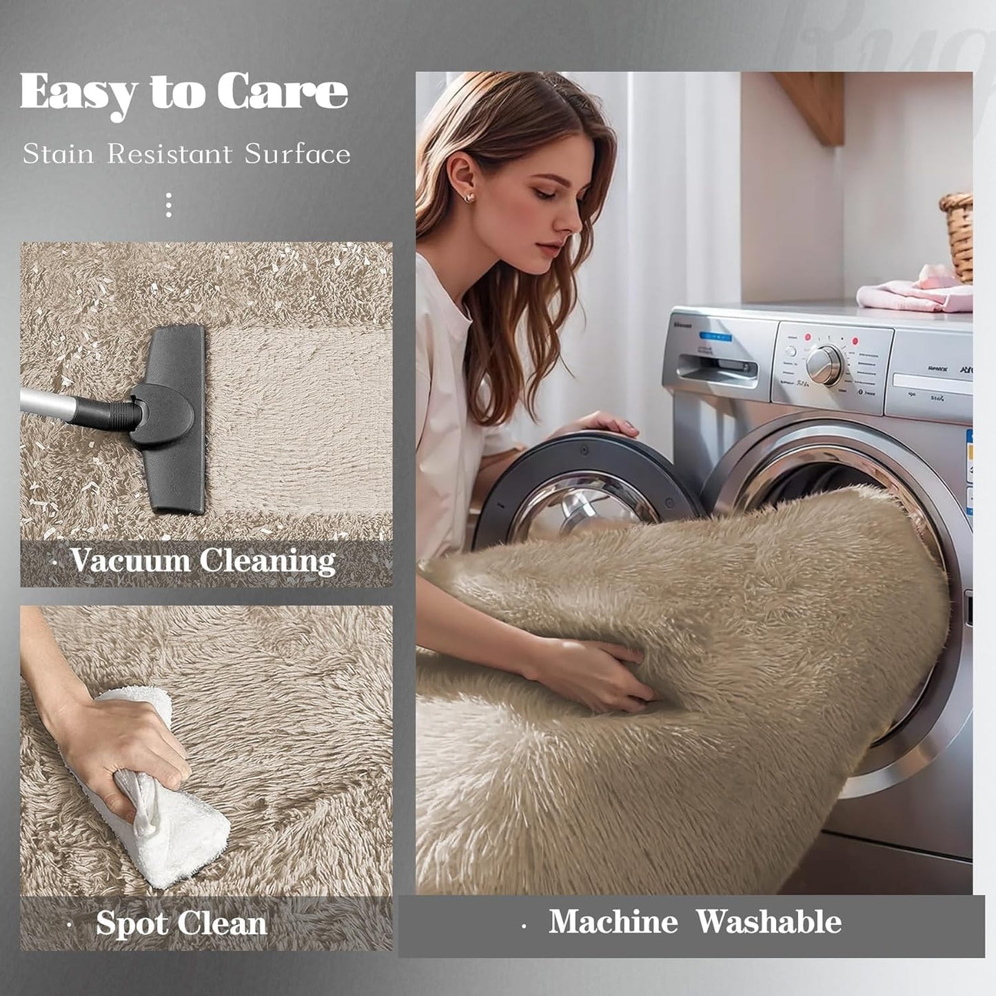 4x6 Area Rug for Living Room: Fluffy Shag Soft Washable Rugs Fuzzy Plush Indoor Carpet for Bedroom Nursery Playroom Dorm Kids Girls Boys Room (Camel, 4'x6')