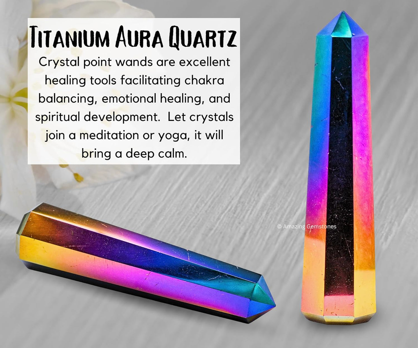 Amazing Gemstone Titanium Aura Quartz Crystal Towers - Natural Healing Crystal Point Obelisk for Reiki Healing and Crystal Grid (3 Inch)