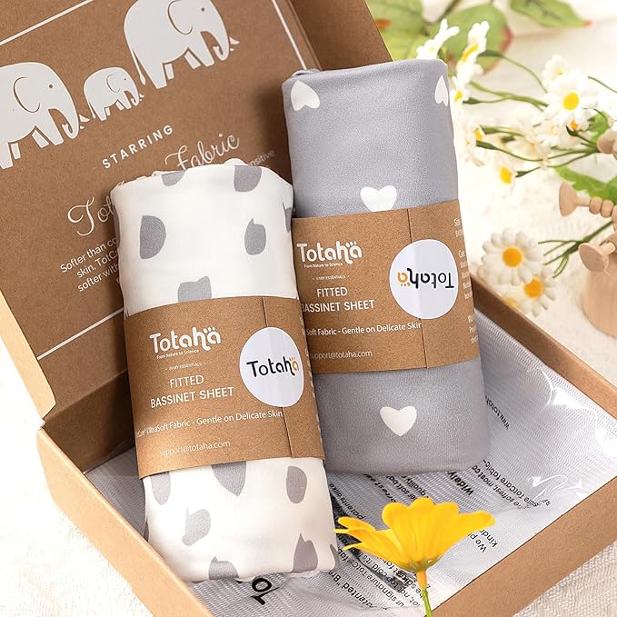 Bassinet Sheets Compatible with Baby Delight Beside Me Dreamer Bassinet, 33x20 for Baby Bedside Sleeper - Buttery Soft, Premium Stretchy Jersey Knit Sheets, 2 Pack