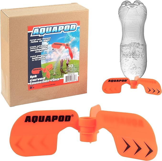 Screw on Curved Water Rocket Fin - Compatible with Any 2 Liter Bottles - Makes Bottle Spiral in Air - Fun Educational STEM Toy & Accessory to Water Rocket Launcher