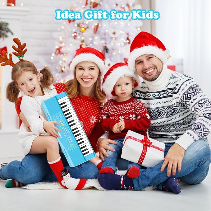 Toy Piano Keyboard for Kids Upgrade Electric Pianos Toys for 3 4 5 6 7 8 Year Old Girls Boys Beginners Keyboards with Microphone Toy for 3+ Year Old Kid Gifts (Blue)