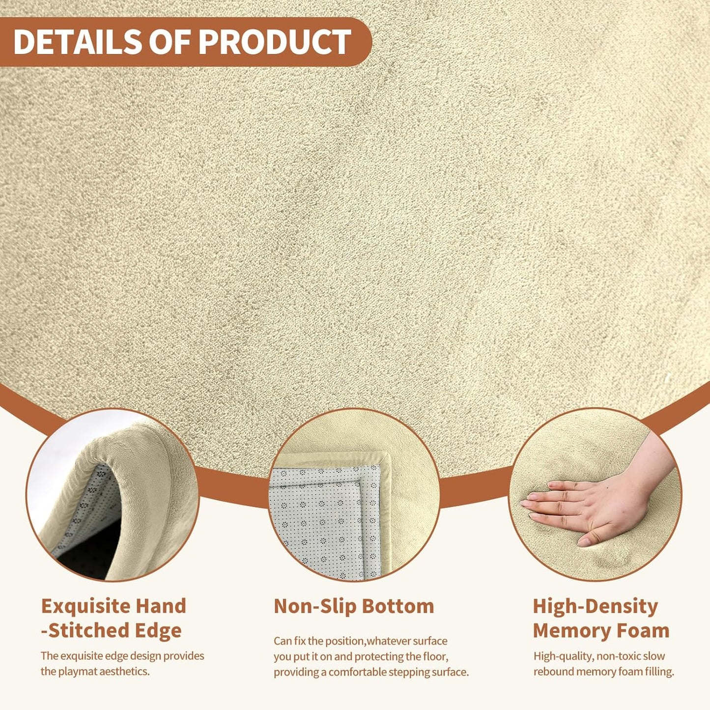 Baby Play Mat for Floor - 1.4" Thick Memory Foam Rug, 70"x59" Playpen Tummy Time Mat, Soft Velvet Nursery Rug, Large Padded Crawling Mat, Cushioned Pads for Playroom Toddlers, Infants, Yoga, Tatami