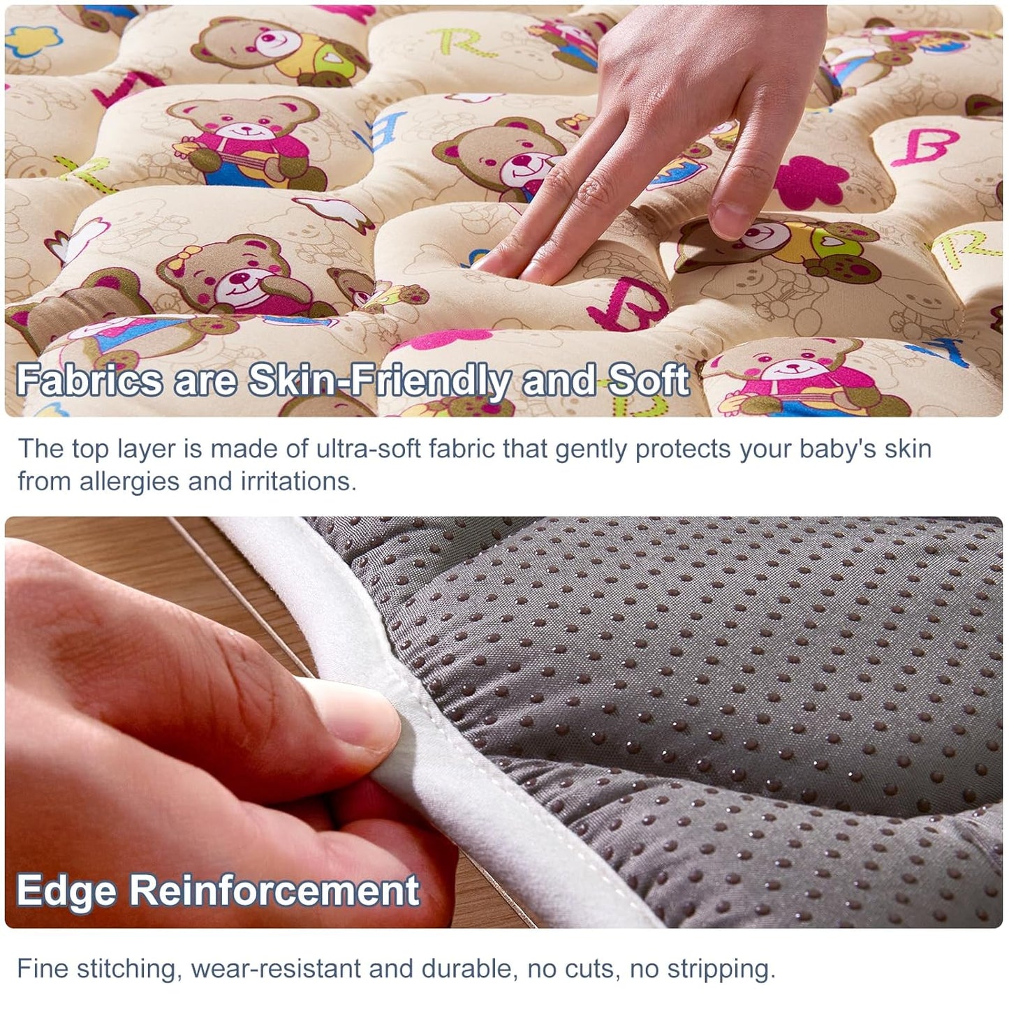 Vibe Bear High-Density Foam Baby Play Mat, 36x36 Inches Thicken One-Piece Comfortable and Soft Baby Playmat, Non Slip Washable Floor Mat for Infants, Toddlers