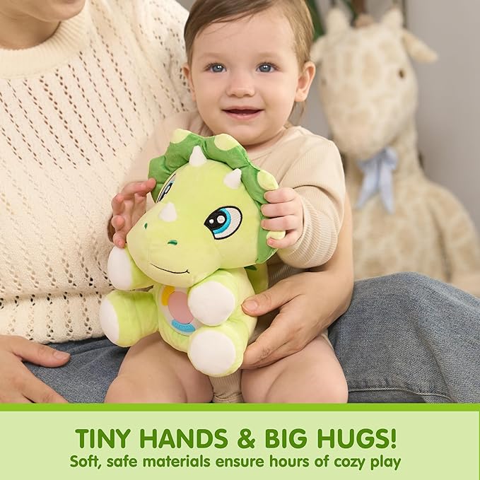 JOYIN Musical Dinosuar Plush Baby Toy, Stuffed Animal with Music & Light, Baby Musical Soft Plush Toys for Infant Babies, Christmas Birthday Gifts for Boys and Girls 6+ Months