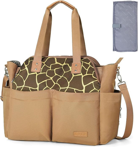 Lekebaby Diaper Bag Tote, Large Diaper Bags Waterproof,Large Mommy Bag Tote Bag Handbag Pink Travel, Black and Beige