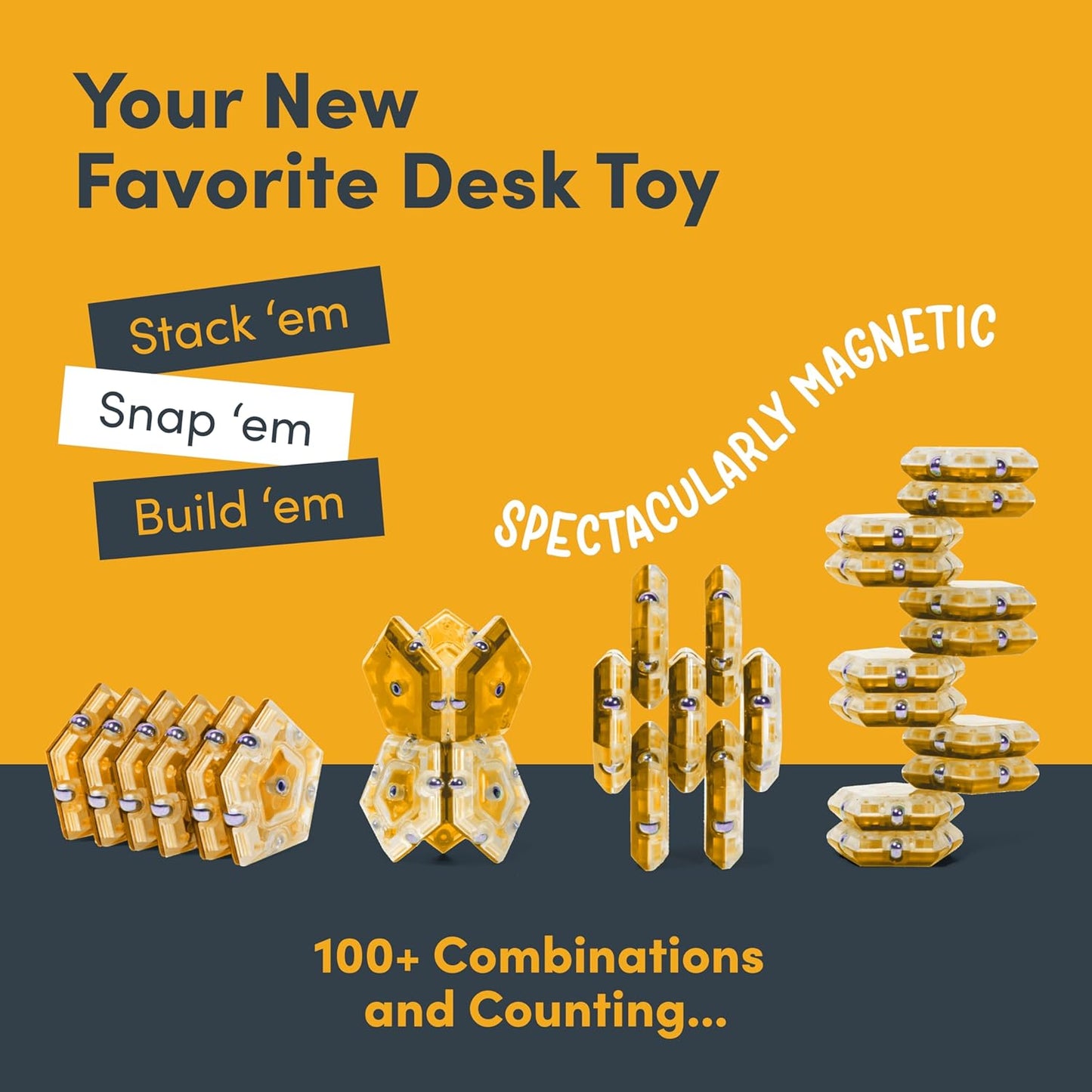 Speks Geode Sphere Magnetic Fidget Toy for Adults | Quiet Adult Sensory Toy for Stress Relief & Anxiety, Office Desk Toy & Top Gadget Gift Idea | Topaz, 12-Piece Set