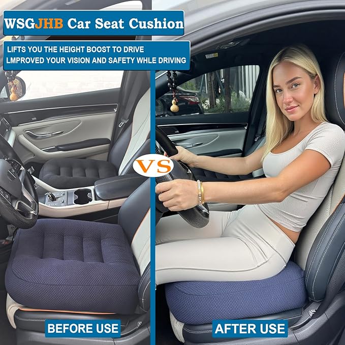 WSGJHB Large Seat Cushion, Extra Thick Booster Seat Cushions for Office Chairs Long Sitting Office Workers, Car Drivers, Relieves Back Pain, Breathable, Anti-Slip, 20x20x6 inchs, Blue