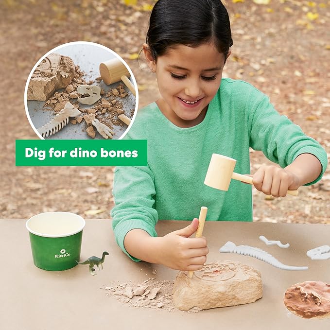 KiwiCo Dinosaur Fossil Dig Kit for Kids Age 6+ | Excavate & Build Skeleton, Make Fossil Impressions | STEM Paleontology Science Kit with Dinosaur Facts Poster
