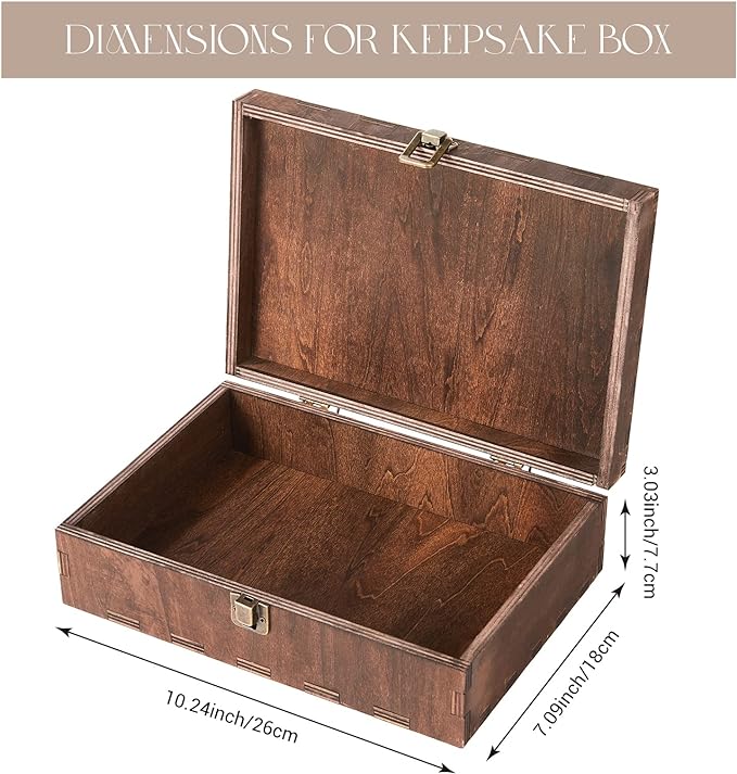 AW BRIDAL Engraved Wedding Memory Box with Lid, Wood Keepsake Boxes for Storage, Wedding Gifts for Couples, Bridal Shower and Bachelorette Gifts for Bride, Engagement Gifts for Newlyweds