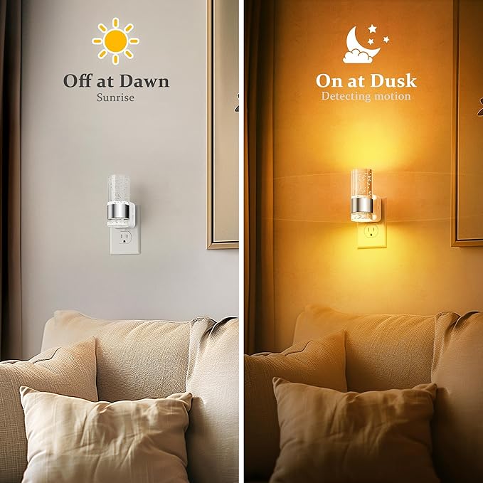 JandCase Night Light, Automatic Night Lights Plug into Wall, Dimmable LED Night Light with Adjustable Brightness, Night Lights Plug in with Auto Light Sensor, Amber for Bathroom Hallway Decor