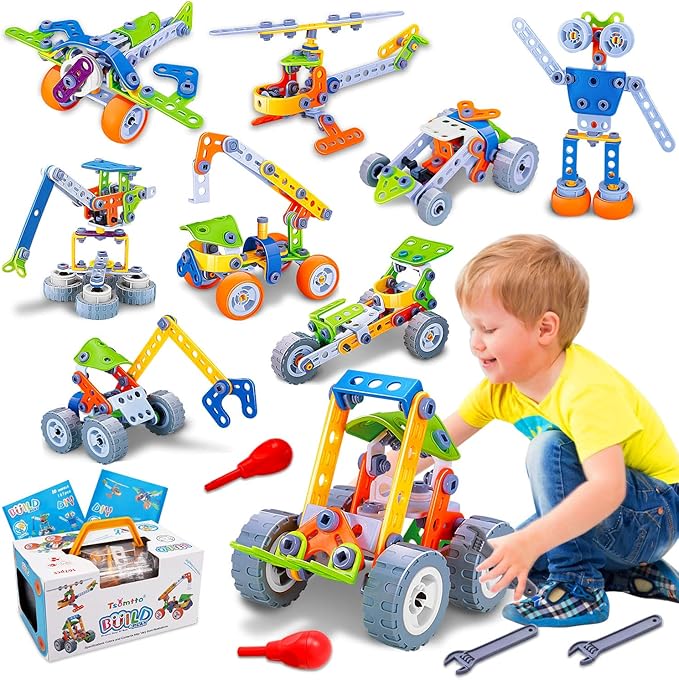 10 in 1 STEM Toys for 4 5 6 7 8+ Year Old Boy Girl Birthday Gifts Building Toys for Kids Ages 4-8 5-7 6-8 Preschool Educational Stem Activities for Boys 3-5 4-6 8-10 Creative Games Christmas Idea Gift