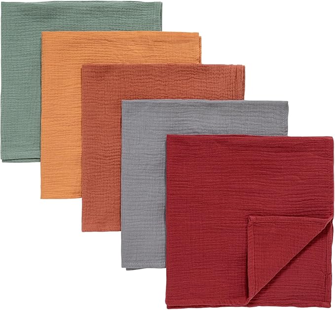 Muslin Receiving Blankets, Neutral Blanket Swaddling for Newborn Boys and Girls, 5 Pack Breathable and Skin-Friendly Swaddle Wrap for Infant Baby (Fresh Colors)