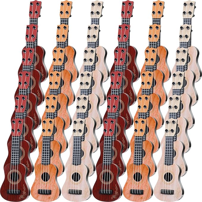 Lenwen 24 Pcs Kids Ukulele Guitar 10 Inch Kids Toy Ukulele 4 Strings Mini Guitar Children Musical Instruments Educational Learning Toy for Toddler Beginner Preschoolers Education