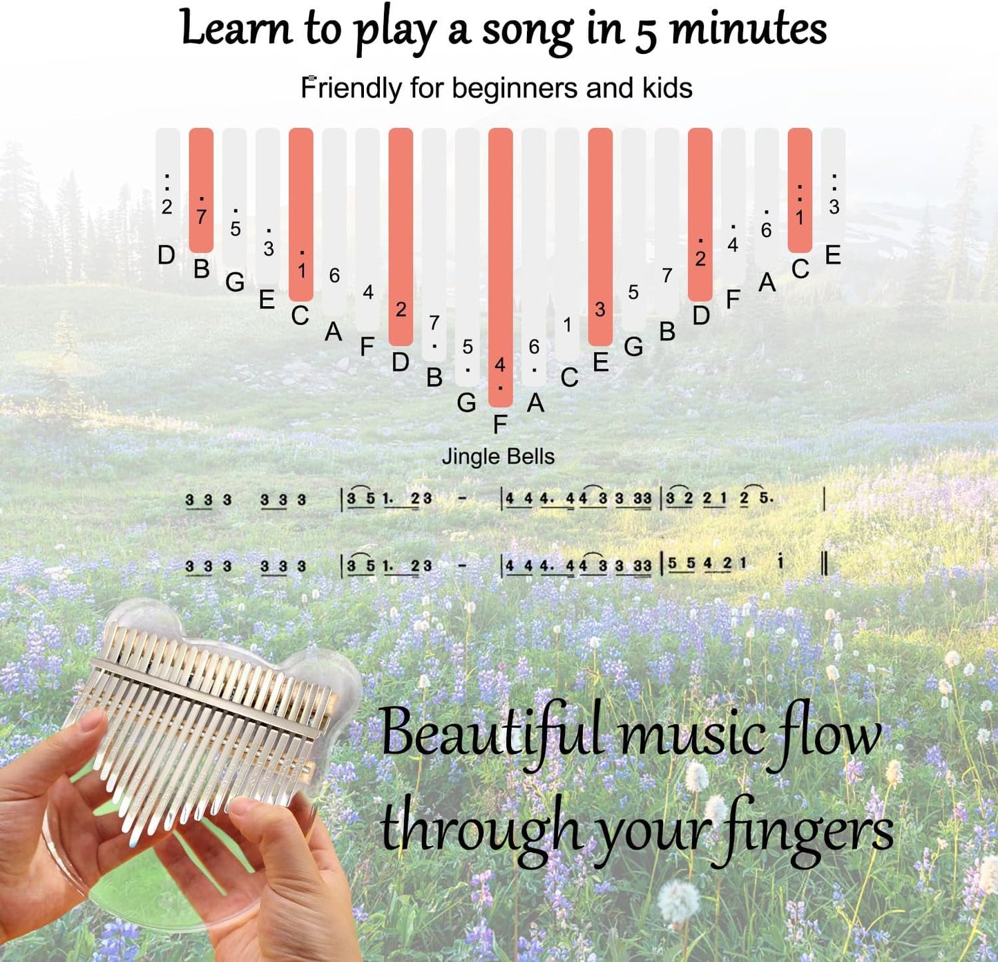 Acrylic Kalimba Thumb Piano,YUNDIE Portable 17/21 Keys Mbira Crystal Finger Piano, Musical Instruments Birthday Gift for Kid Adult Beginners Professional(Clear) (21 Keys)