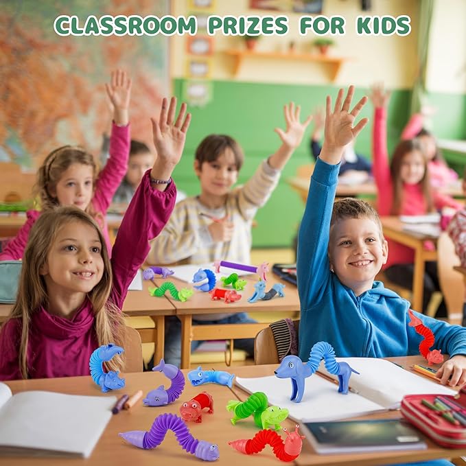 20Pcs Animal Pop Tubes Fidget Toys,Party Favors, Carnival Prizes,Birthday Gifts for Kids, Stress Relief Sensory Toys for Kids 3-8, Piñata Stuffers