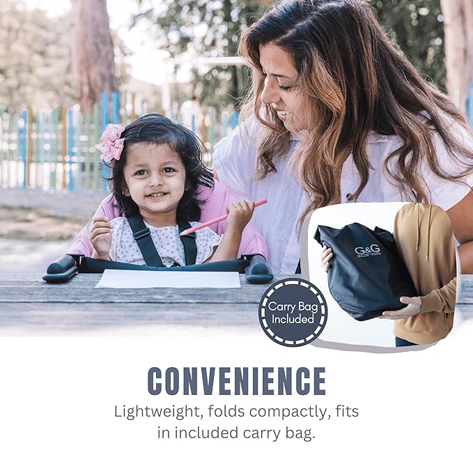 guzzie+Guss Perch Clip On Table Chair – Easy and Secure Setup for Travel (Including Restaurants, Picnics), at Home (Kitchen Islands, Dining Tables) with Machine Washable Fabric, Charcoal