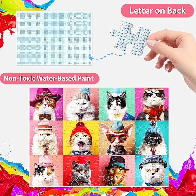100 Piece Puzzles for Kids Ages 4-10 - Different Breeds Cats Jigsaw Puzzles for Seniors and Children - Educational Toys for 4, 5, 6, 7, 8, 9, 10 Year Olds
