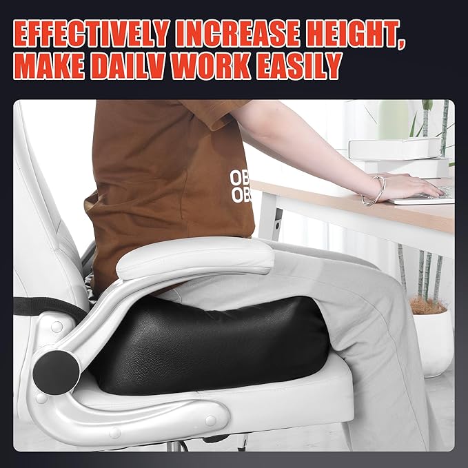 HOMBYS Extra Thick Chair Cushions for Office,6 in Breathable Adult Booster Seat for Car,Waterproof Car Seat Cushion to Raise Seat Height,PU Leather Desk Chair Cushion for Long Sitting