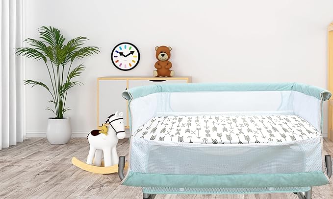 3 Pack Organic Bedside Bassinet Sheets Compatible with Mika Micky, Baby Delight, Dream On Me, AMKE and Other Bassinet Mattress Pads Size Between 17-21 in Width, 29-33 in Length, and 1.5-4 in Thick