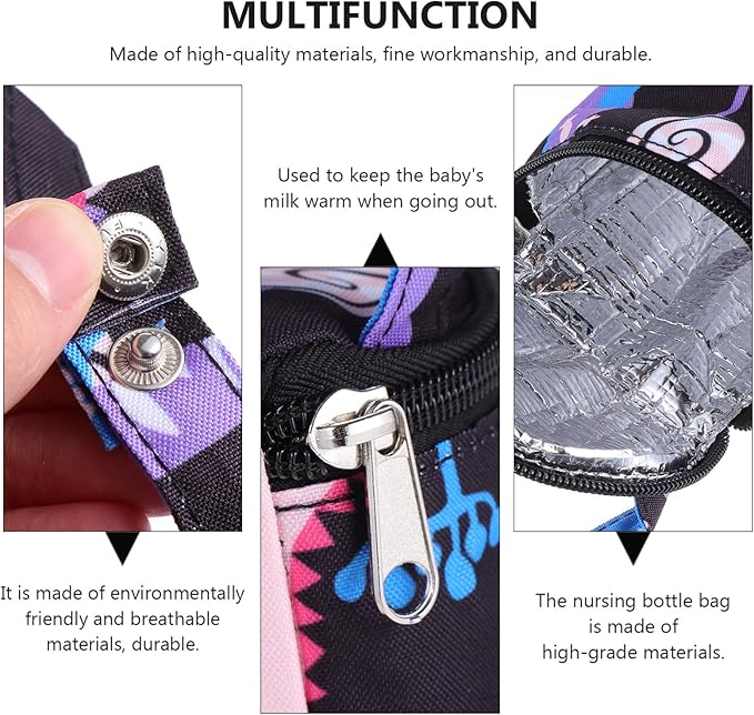 Kisangel Insulated Milk Bottle Carrier - Baby Water Bottle Strap Bag for Travel and Outdoor Use - Keep Warm Carrying Sleeve Pouch 20X12X1cm