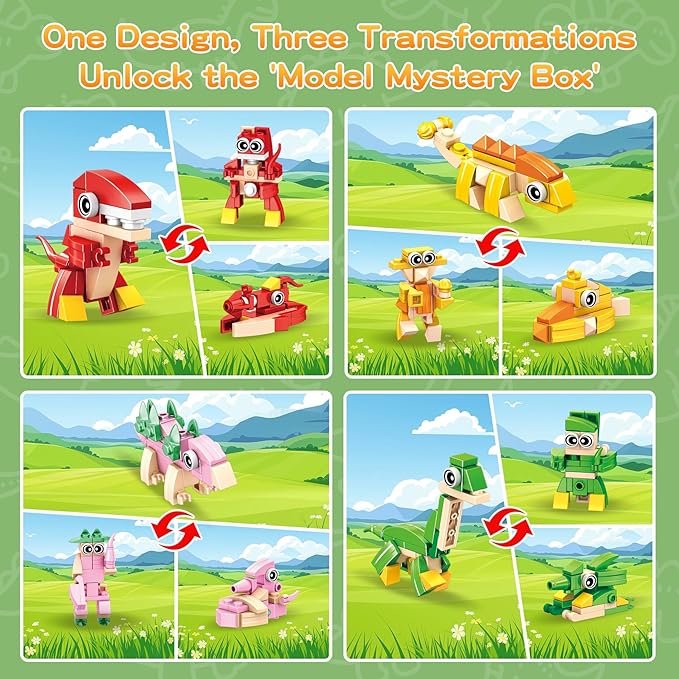 12 Packs 36 Kinds of Dinosaurs Building Blocks Toy, DIY Dinosaurs Animals Building Blocks Sets for Classroom Prizes,Birthday Party Favors for KidsIdeas for Boys and Girls Ages 6-12