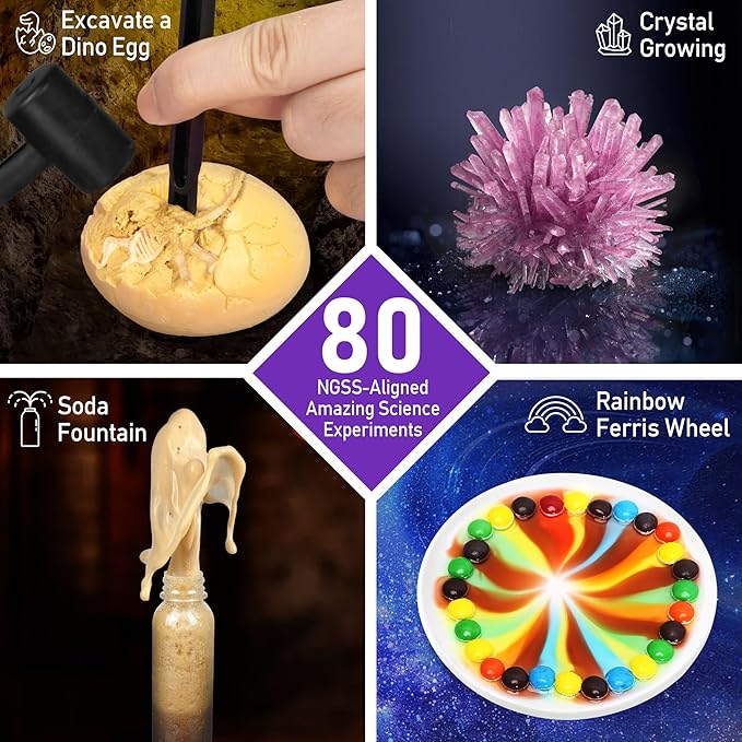 BenBen Science Kits for Kids Age 8-12, 80 Experiments Educational Toy, STEM Toys for 6 7 8 Year Old Boys Girls Birthday Gift, Volcano Science Kit, Chemistry Set for Homeschooling