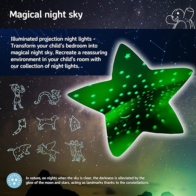 Cloud b Calming Nightlight Star Projector | Gentle Brightness | 3 Colors | 8 Constellations | Auto-Shutoff | Twilight Turtle Blue