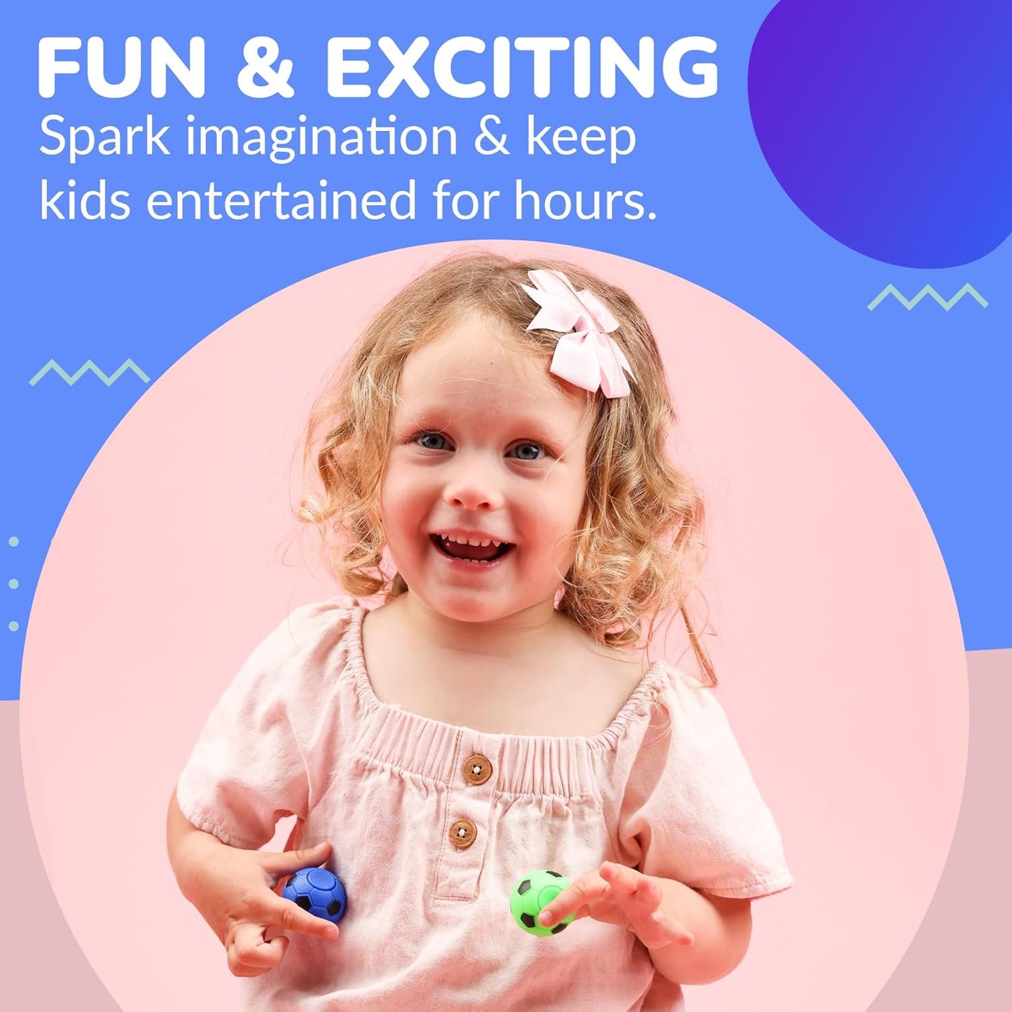 Entervending Fidget Spinners - 2 Inch Stress Balls - 12 Pcs Soccer Party Favors - Blue Mini Fidget Spinners - Classroom prizes - Fidget Spinners for Kids - Easter Basket Stuffers