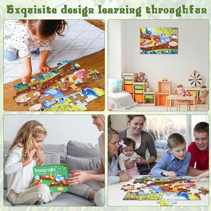Jumbo Floor Puzzle for Kids,Large Jigsaw Puzzles 24 Piece for Kids Ages 3-5 (Treetop Talks)