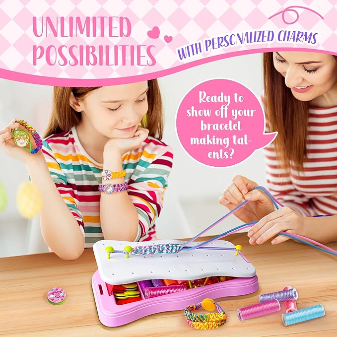 GIRLINK Kids Bracelet Making Kit - DIY String Bracelet Craft with Colorful Strings & Clasps | Safe Jewelry Maker Toy for Girls Ages 6-12 | Ideal Children's Day Gift, Birthday Gift Idea for Kids