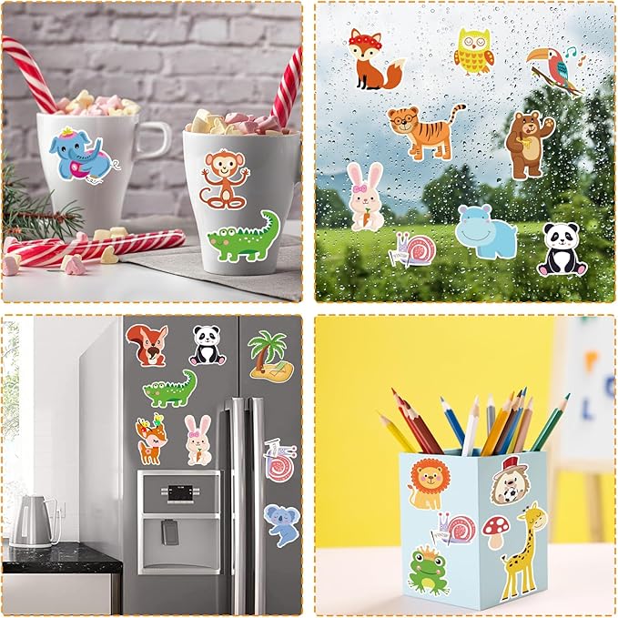 Window Clings Stickers for Kids Window Gel Clings Decals Thick Gel Clings Toddlers and Adults Classroom Home Nursery Airplane Birthday Party Supplies (Jungle Animals)