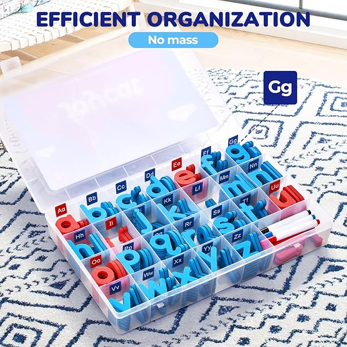 JoyCat Classroom Magnetic Letters Kit 234 Pcs with Double-Side Magnet Board - Foam Fridge Alphabet Letters for Kids Spelling and Learning