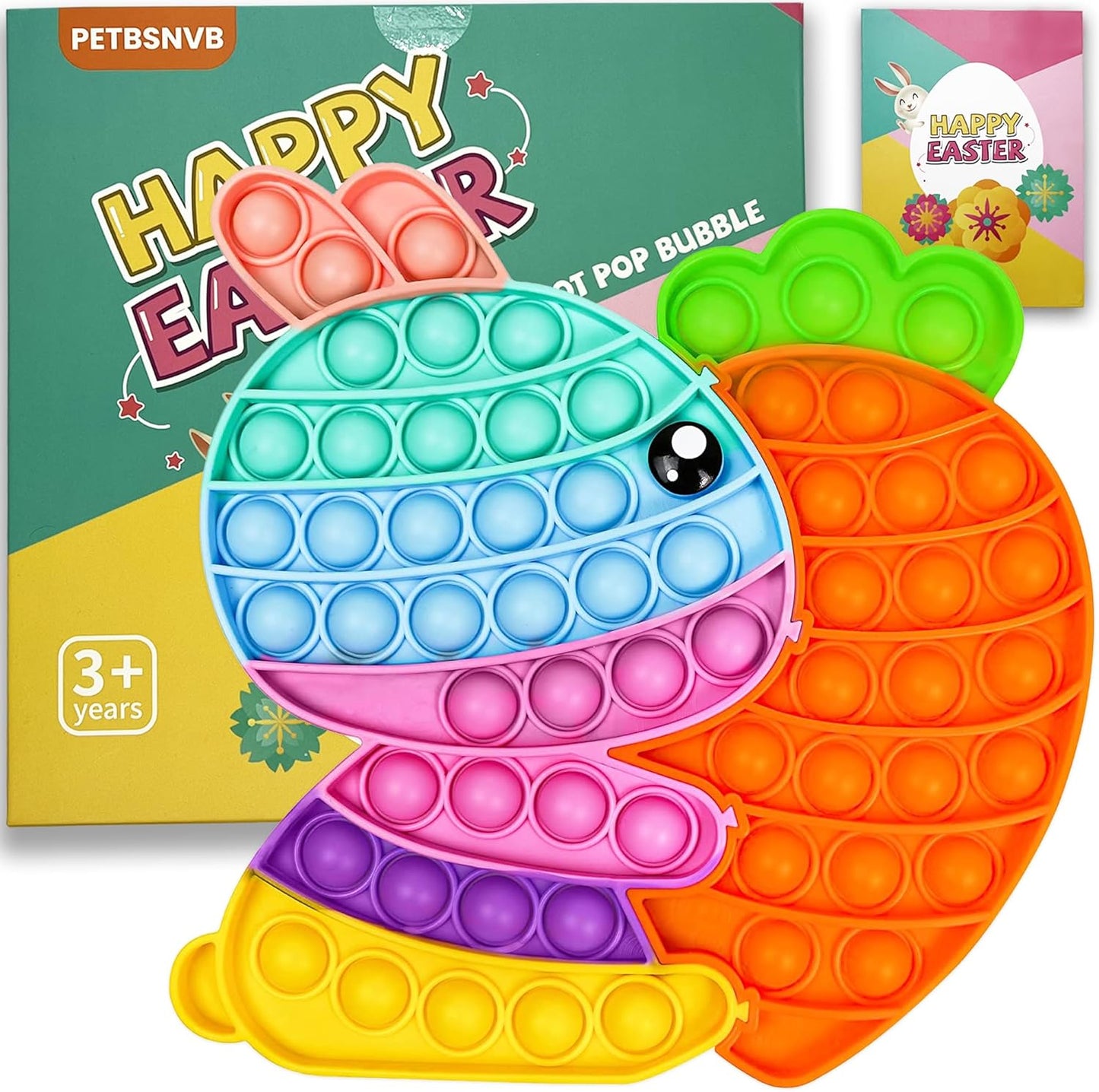 Bunny Carrot Pop Bubble Fidget Sensory Toys,Puzzle Popper Toy Pack,Great Gifts for Kids Boys and Girls 3 4 5 6 7 8 9 Year Old Birthday Party,Christmas,Stocking Easter Basket Stuffers(Rainbow)