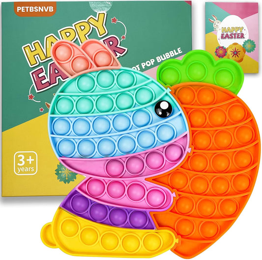Bunny Carrot Pop Bubble Fidget Sensory Toys,Puzzle Popper Toy Pack,Great Gifts for Kids Boys and Girls 3 4 5 6 7 8 9 Year Old Birthday Party,Christmas,Stocking Easter Basket Stuffers(Rainbow)