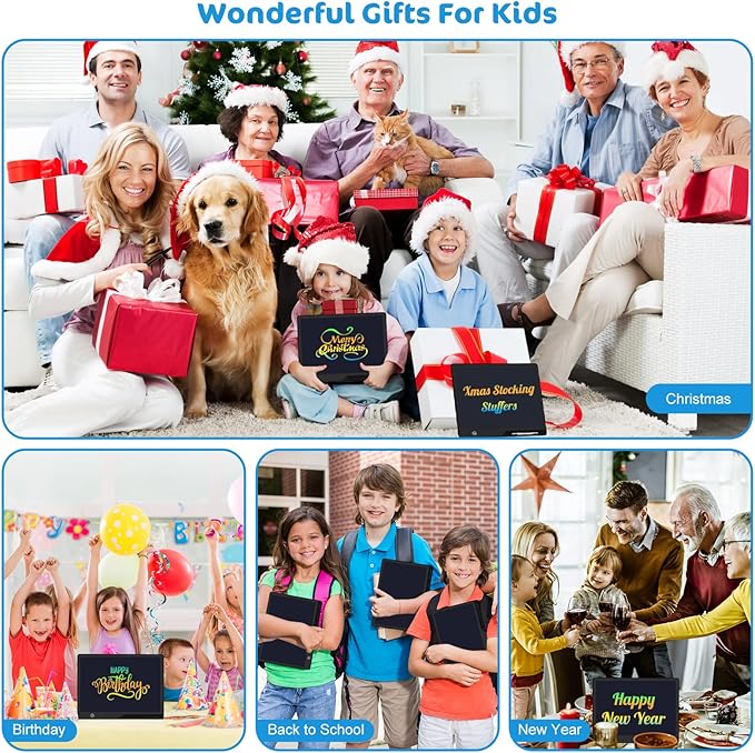 LCD Writing Tablet,16 Inch Colorful Screen Rechargeable Doodle Board Toddler Educational Toys for 3 4 5 6 Years Old Boys Girls Reusable Portable Drawing Tablet Christmas Toys Gifts for Kids (Black)