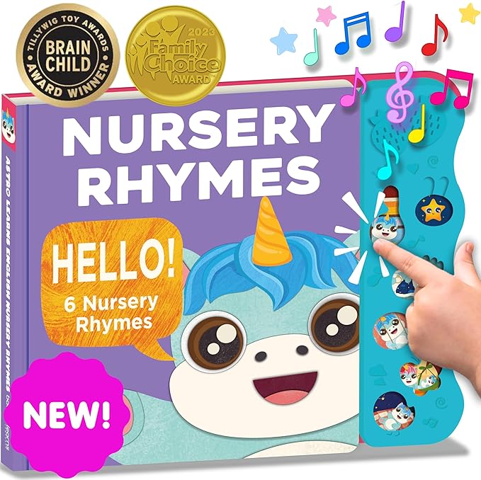 Nursery Rhymes: Musical Toys & Interactive Sound Book for Toddlers 1-3, Baby’s First Year Music Book Gift, Singing Book for 1 Year Old Toddler & Kids, Nursery Rhymes Musical Books & Educational Toy