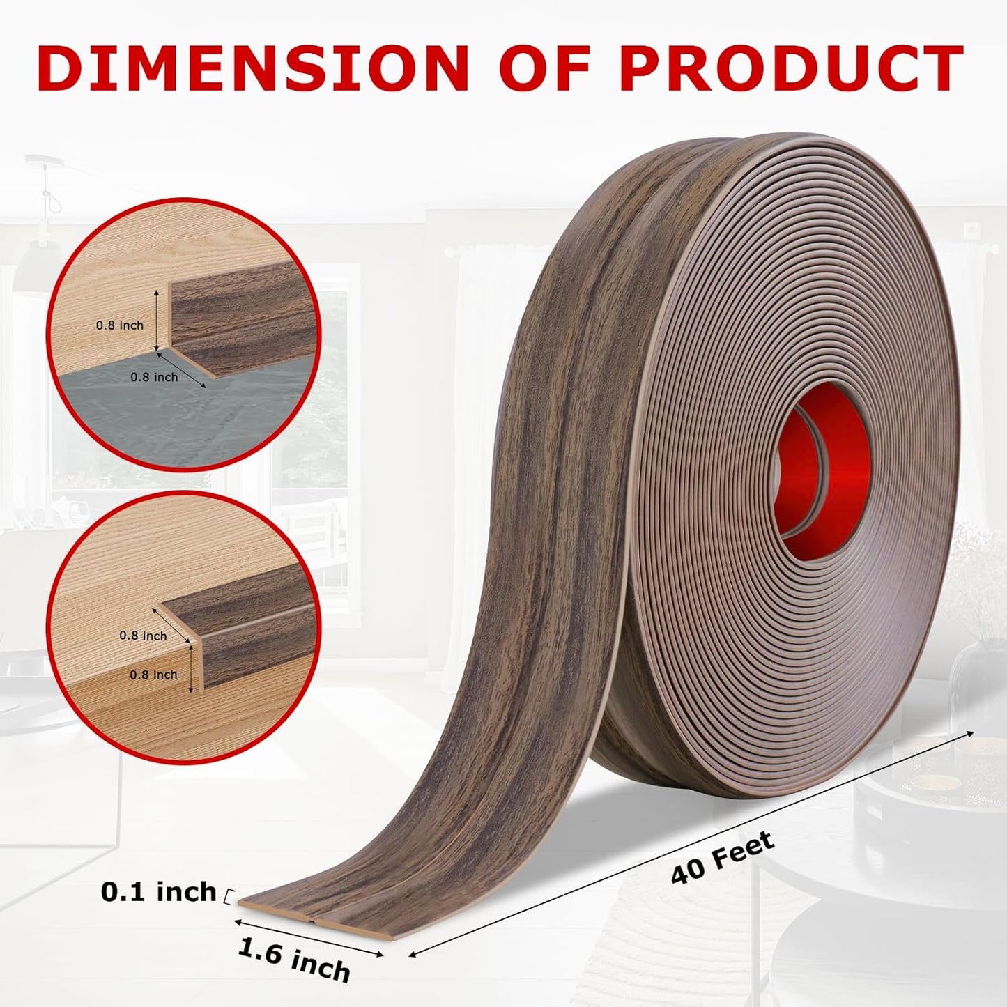 Flexible Wall Corner Protector Moulding Trim Peel and Stick Wall Corner Guards Edge Protector Self Adhesive Molding Trim Strip for Edge Ceiling (Smoked Brown Wood Grain, 1.6 in x 40 Ft)